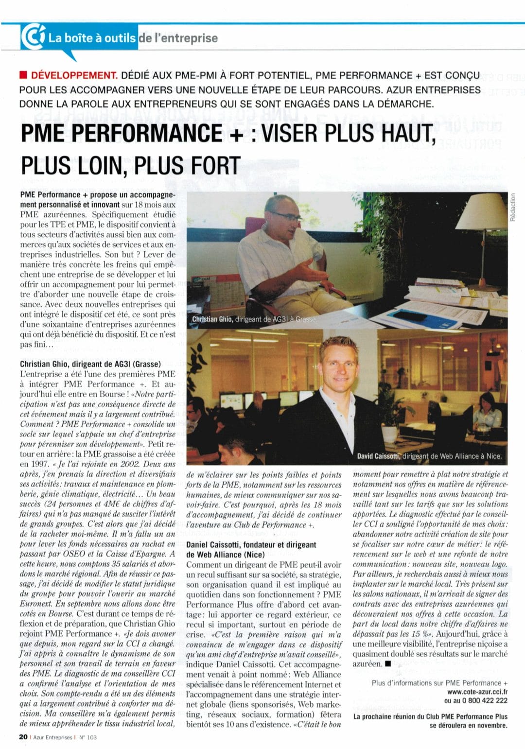 L’article de presse publié par la CCI dans le magazine économique de la Côte d’Azur