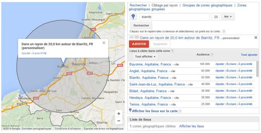 campagne google adwords locale - geolocalisee