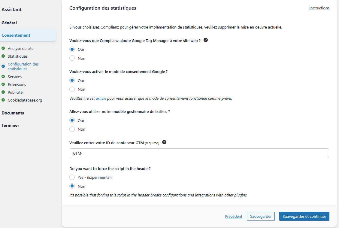 comment installer complianz